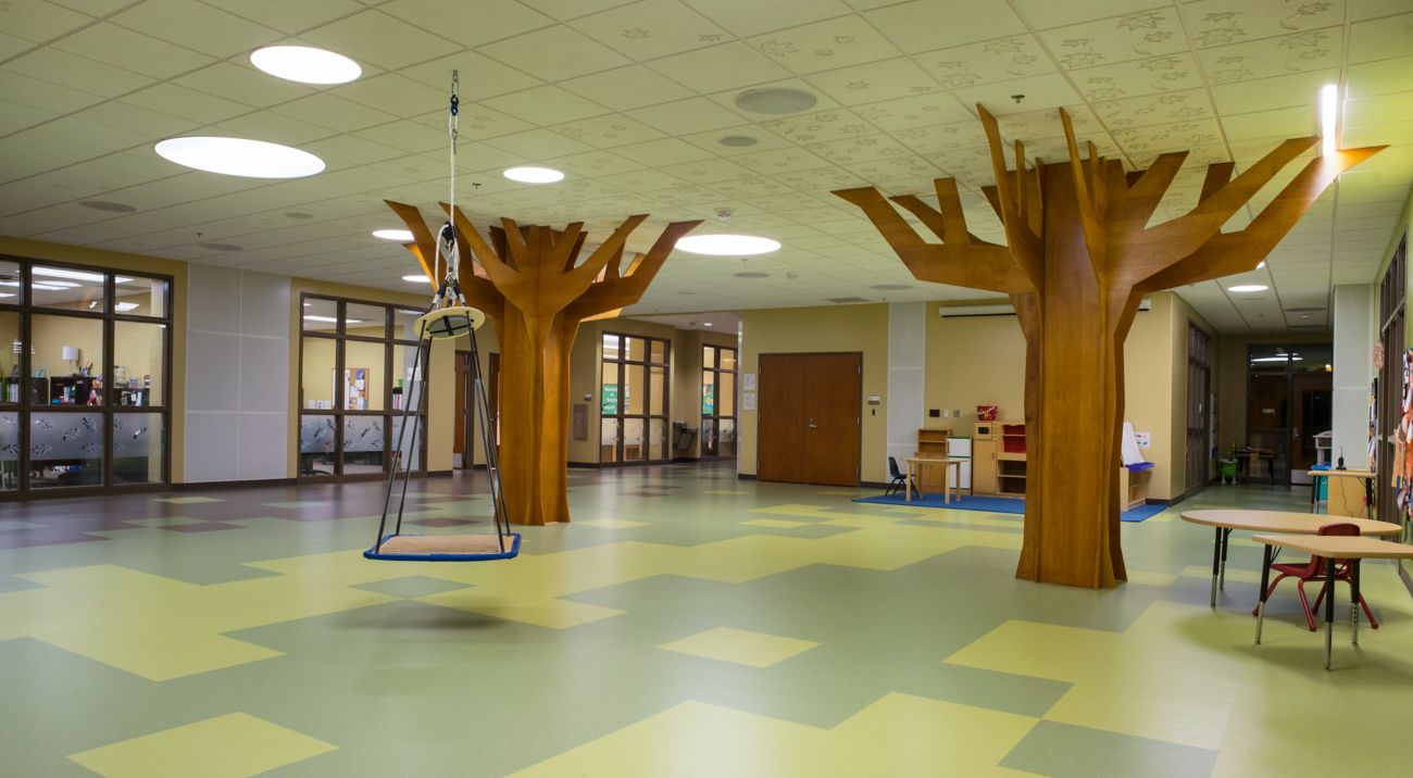 Photo of K-12 classroom with nora rubber flooring