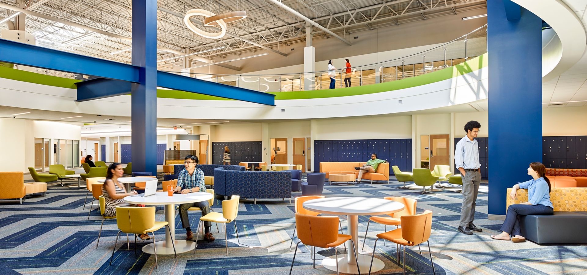 Interface Ground Waves and Harmonize plank carpet tile in higher education common area