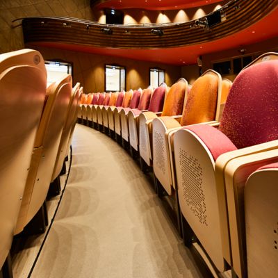 Theater equipped with noraplan unita rubber flooring