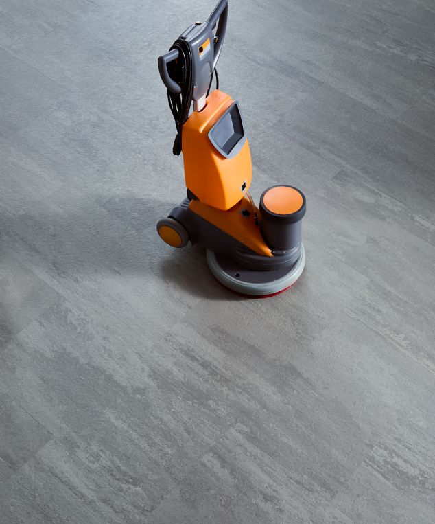 cleaning machine on norament arago flooring