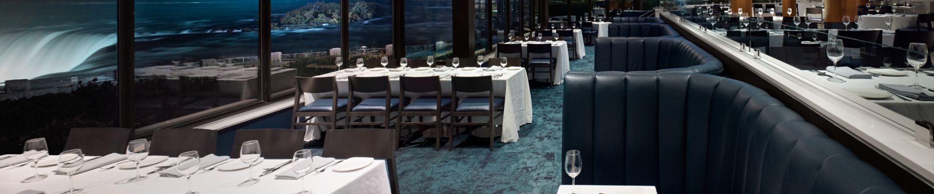 Interface B601, B602 and B603 carpet tiles in restaurant overlooking Niagara Falls