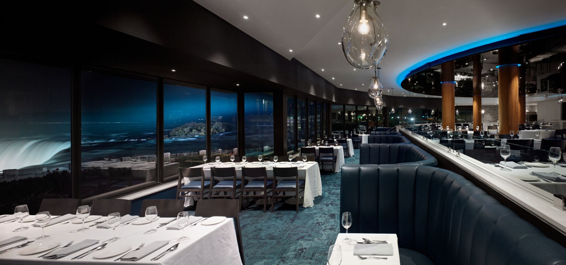 Interface B601, B602 and B603 carpet tiles in restaurant overlooking Niagara Falls