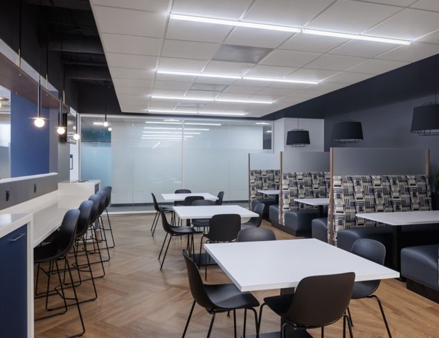 Cafeteria in a hospital with Textured Woodgrains 4.5 mm LVT tiles