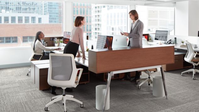 Interface Striation carpet tile in cubicle workspace 