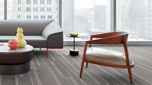 Interface Simple Sash plank carpet tile in corporate waiting area