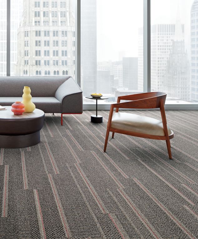 Interface Simple Sash plank carpet tile in corporate waiting area