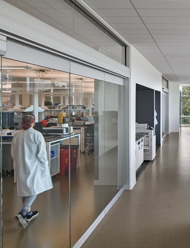 nora by Interface norament grano rubber flooring in industrial laboratory
