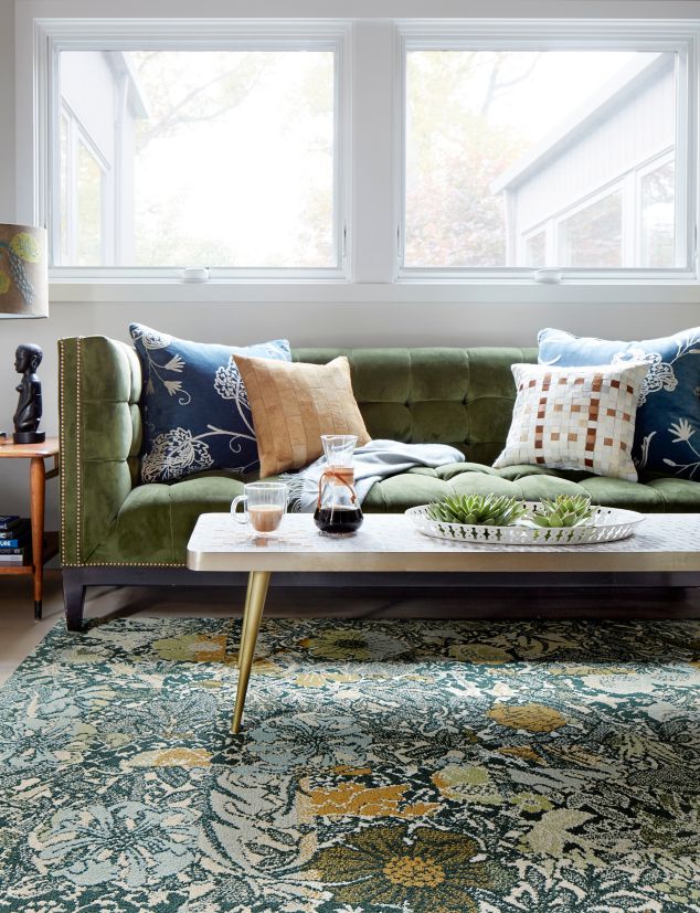 FLOR Among The Wildflowers carpet tile in residential living room