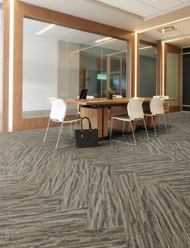 Interface Another Angle plank carpet tile in workplace meeting room