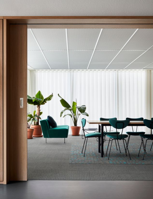 Interface Brushed Lines LVT with Broome Street and Dover Street carpet tile in waiting room