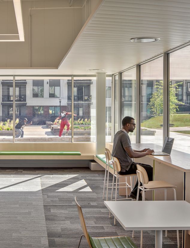 Interface AE311 plank carpet tile in public library