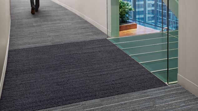Interface CE171 and CE172 plank carpet tile in corridor with stairwell