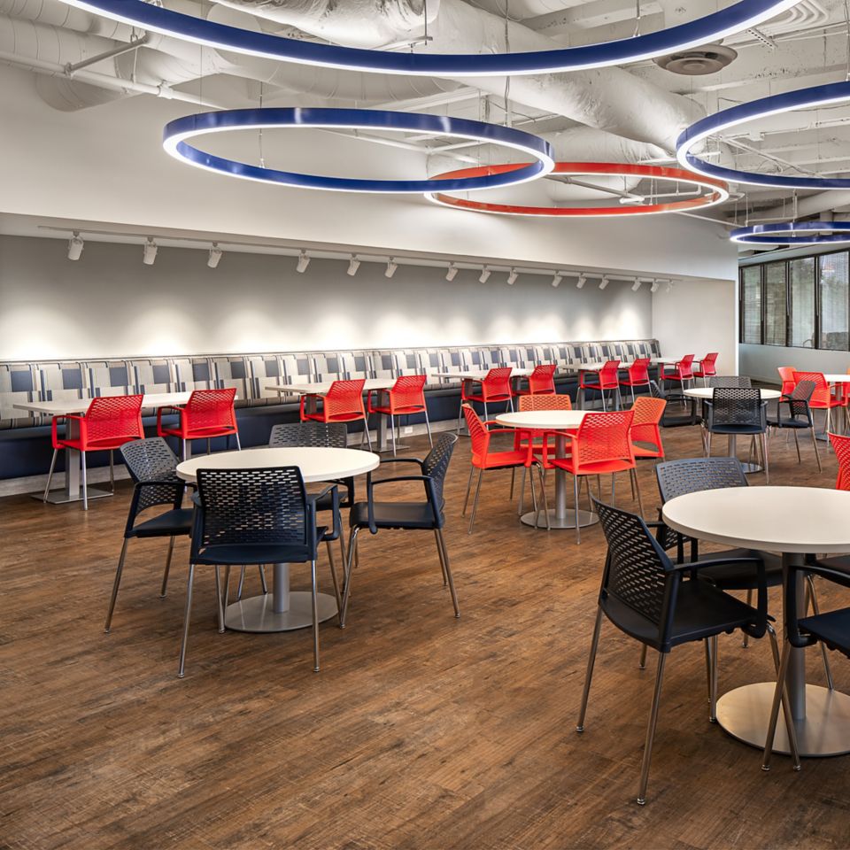 Interface Textured Woodgrains LVT in corporate breakroom