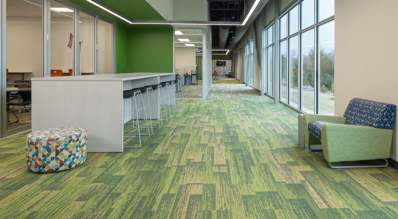 Interface carpet: AE315 in color Mushroom/Grass; AE317 in color Grass, Photo: © Mel Willis