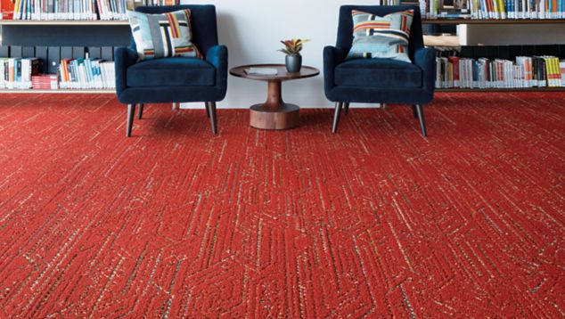 Interface Circuit Board plank carpet tile in design library with two chairs