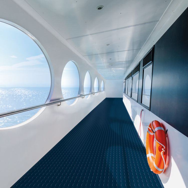 norament 926 Rubber Flooring in ship corridor
