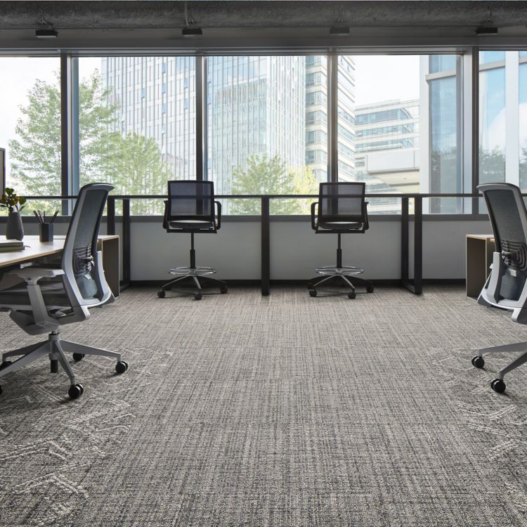 Interface Dual Effect and Thread Lightly carpet tile in open office
