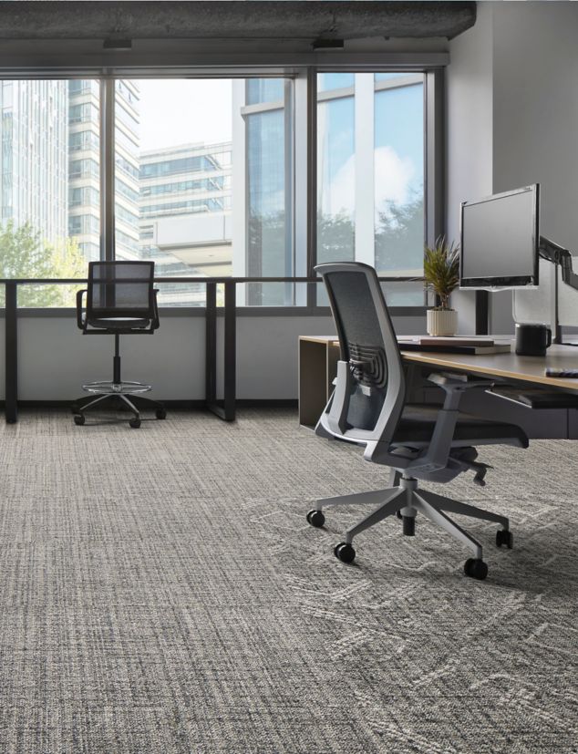 Interface Dual Effect and Thread Lightly carpet tile in open office