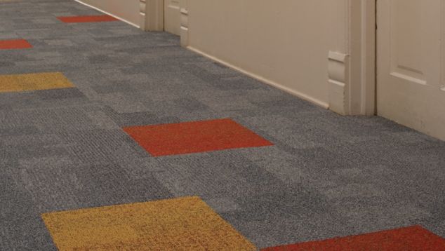 Interface Cubic and Cubic Colours carpet tile in elementary school corridor