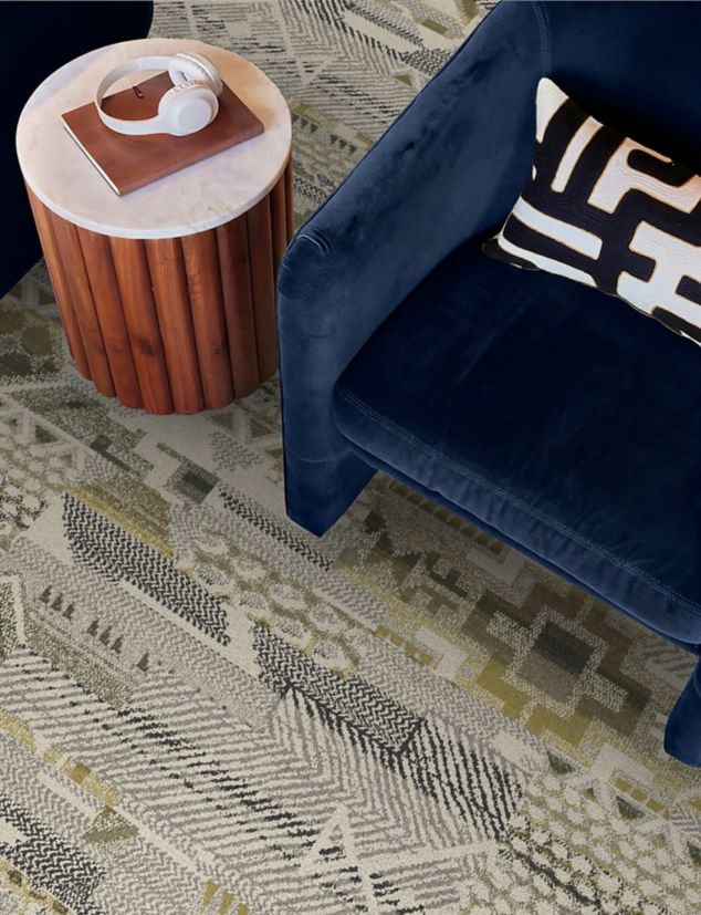 Interface Desert Ranch plank carpet tile in workplace lobby