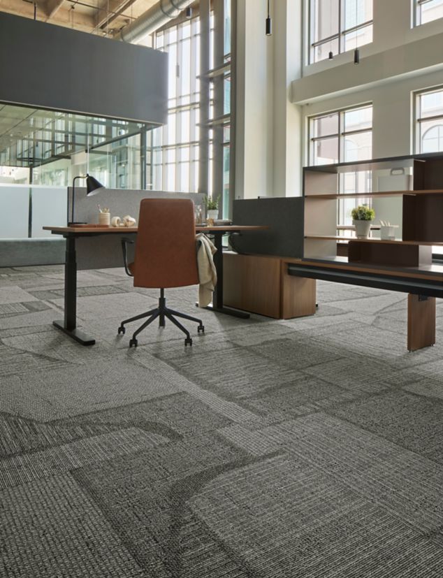 Interface EE713 carpet tile in corporate open office with natural light