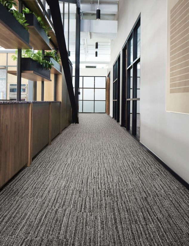 Interface EE714 plank carpet tile in workplace corridor