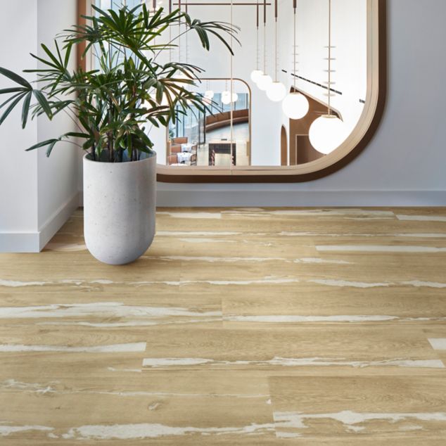 Interface Crossroads plank LVT in corporate lobby or corridor