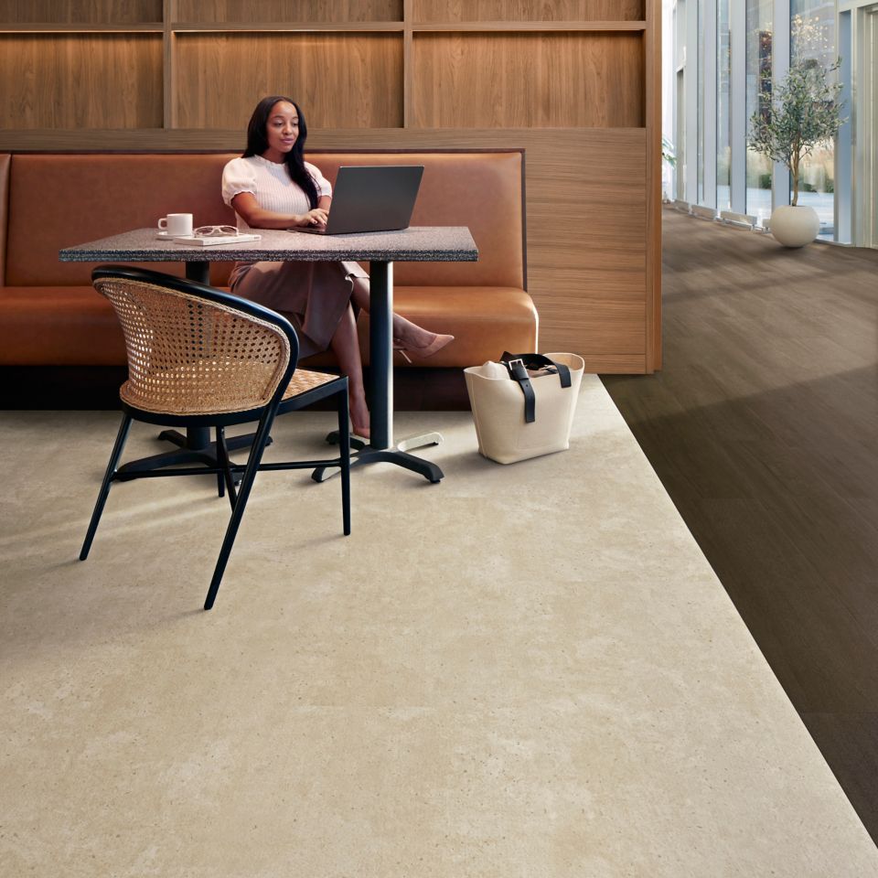 Interface Hearth and On Grain plank LVT in cafe area and corridor