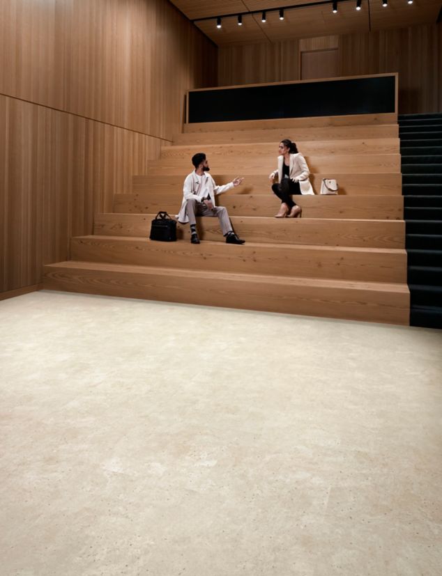 Interface Hearth plank LVT in stairwell area with stadium seating