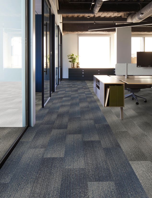 Interface Effervescent plank carpet tile in modern, open office