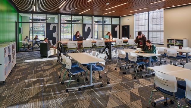 Interface Detours carpet tile in K-12 work lab