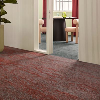 Interface Free Reign plank carpet tile in workplace corridor and private office