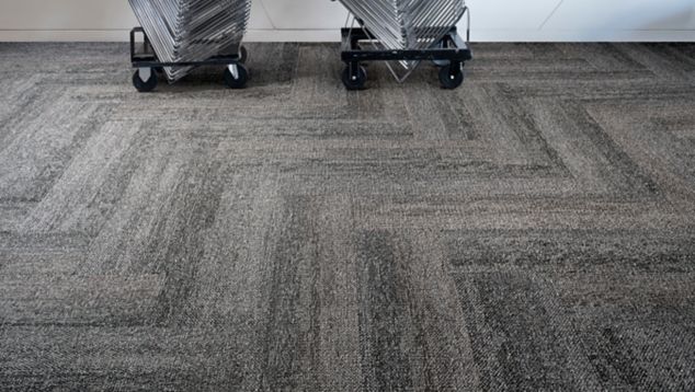 Interface HN820 plank carpet tile with folding chair stacks