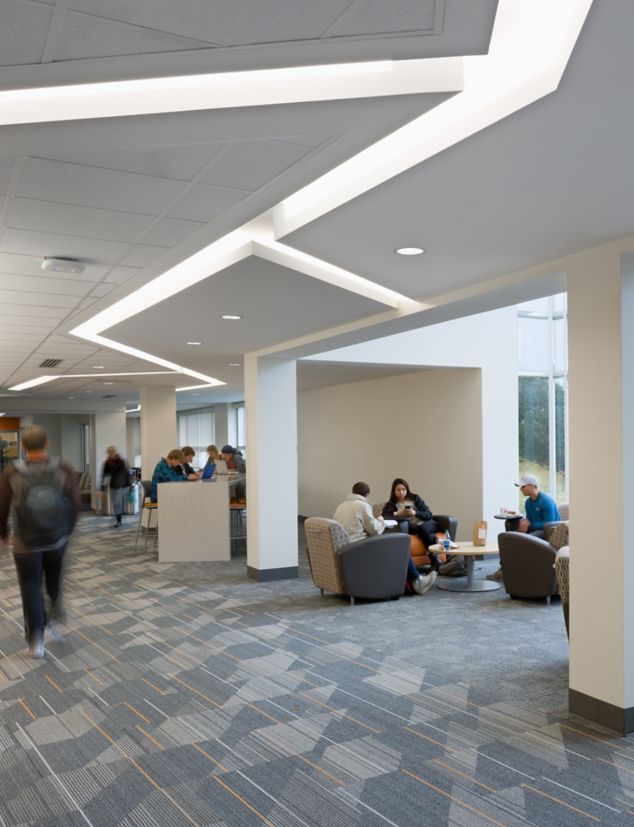 Interface Detours and CT101 carpet tile in student lounge area