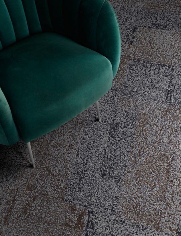 Interface Daybreak carpet tile in seating area