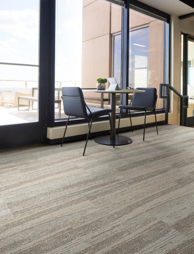 Interface Light Trace plank carpet tile in collaborative space