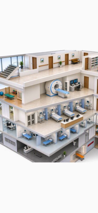 hospital, schematic view