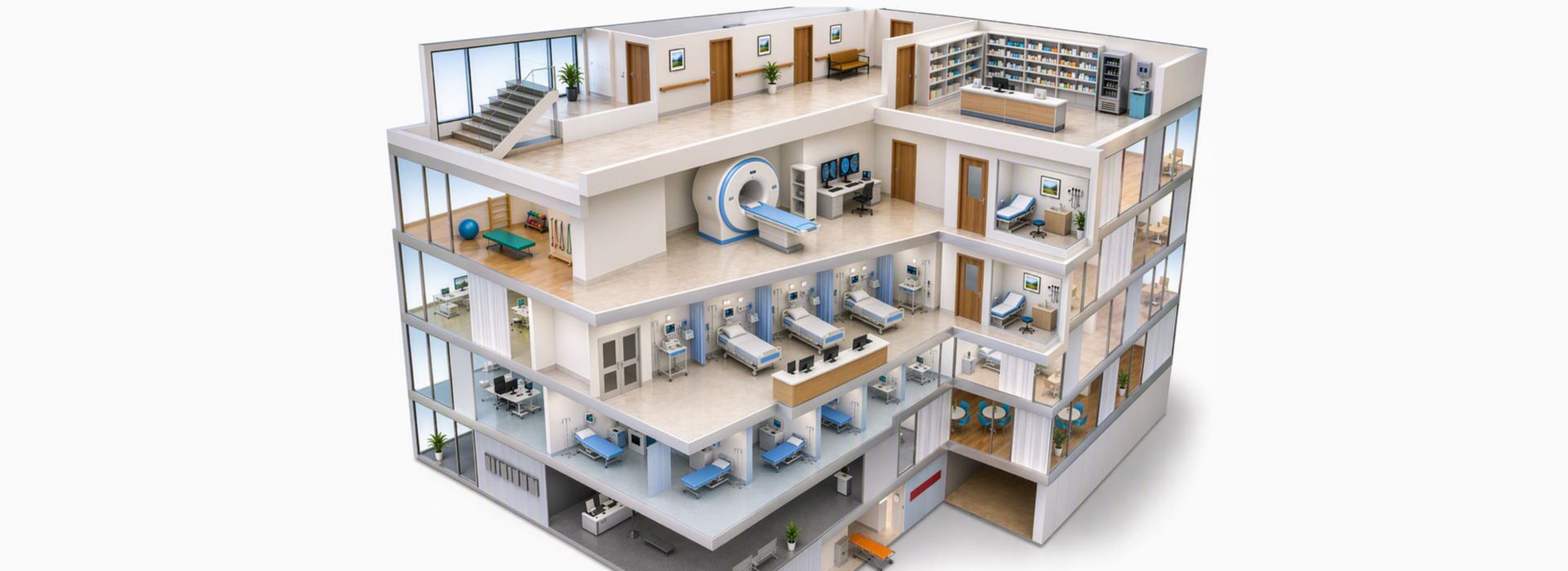 hospital, schematic view