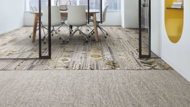 Interface Desert Ranch and Keys View carpet tile in meeting room