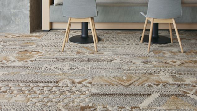 Interface Desert Ranch carpet tile in casual dining area