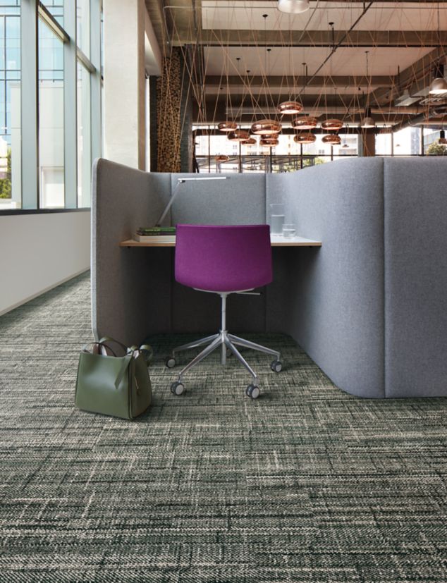 Interface French Seams carpet tile with workstations