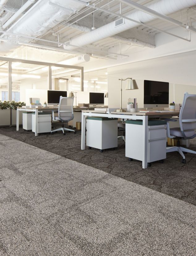 Interface Jumbo Rock and Cap Rock carpet tile in open office