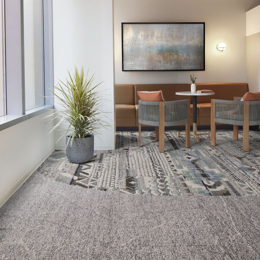 Interface Keys View and Desert Ranch carpet tile in casual seating area