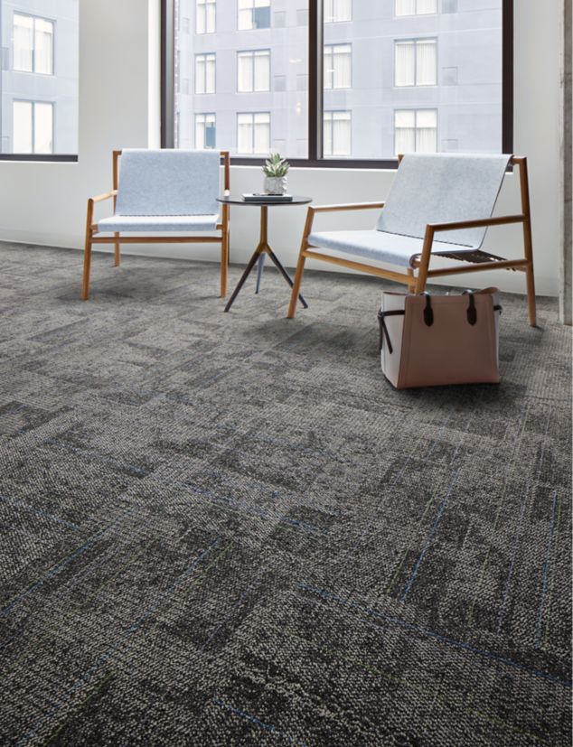 Open Air 404 Stria carpet tile in office lobby setting