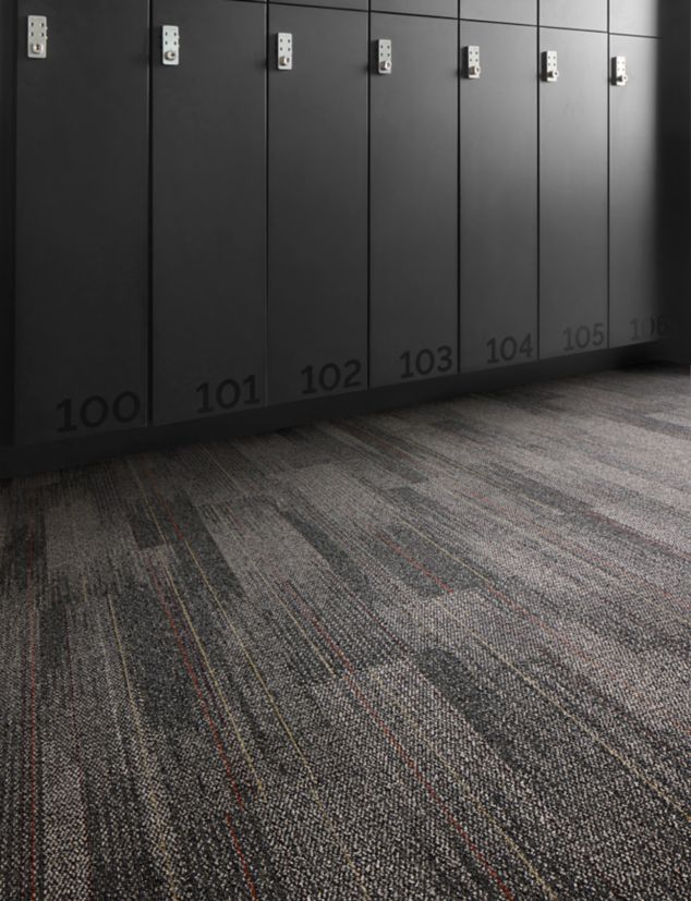 Open Air 410 carpet tile in corridor locker setting