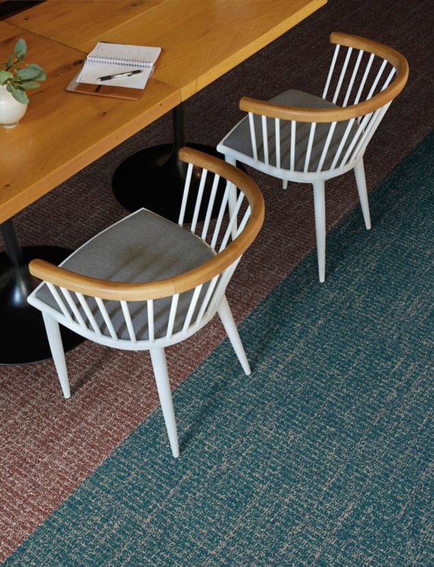 Interface Open Ended carpet tile with desk and chairs