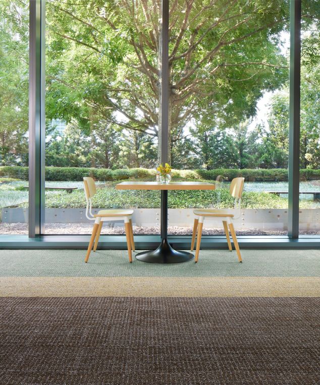 Interface Open Ended plank carpet tile in dining area