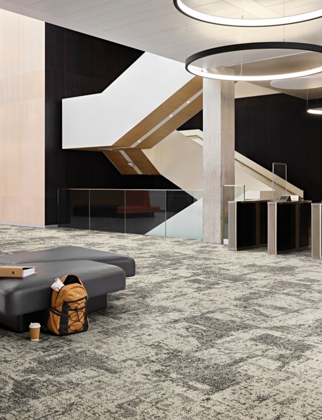 Interface In Motion and Shift Point carpet tile in lobby