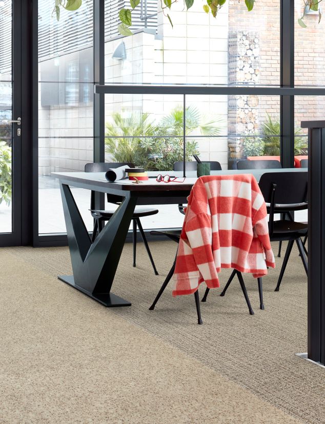 Interface In the Mix LVT with E616 plank carpet tile in workspace meeting area