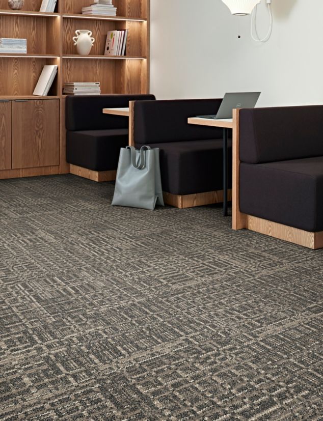 Interface Knit Intent carpet tile in workplace collaborative space
